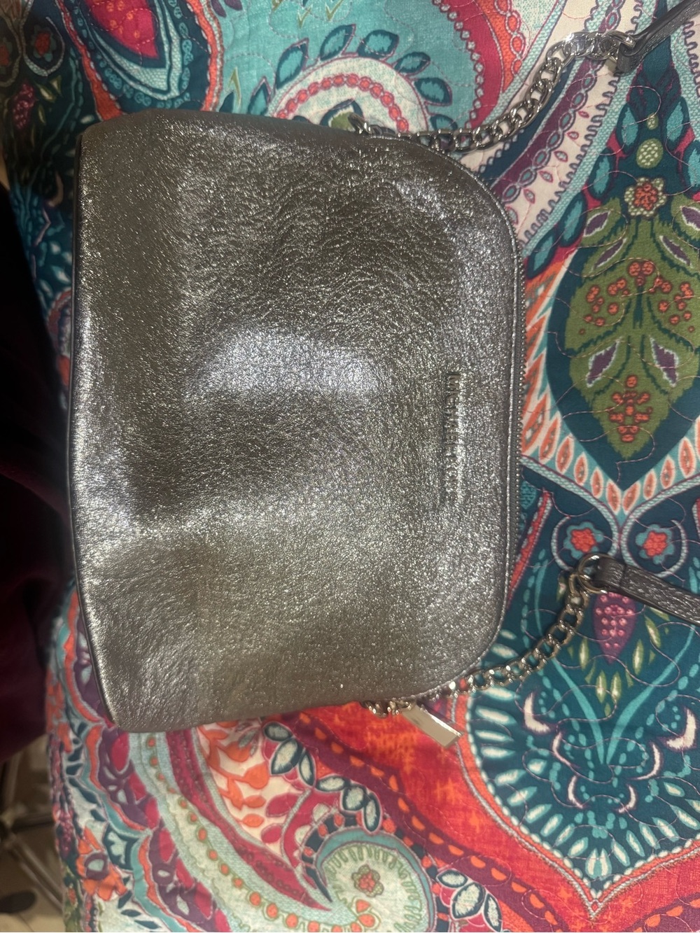 Michael Kors Gray Metallic Interior Crossbody